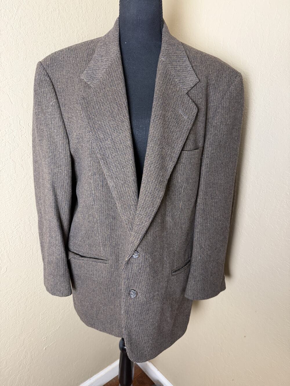 Robert Stock Men's 42R Brown Wool Camel Hair Blend Tweed Sport Coat Blazer